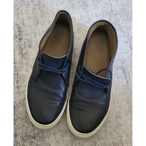 Massimo Dutti Men's‎ Navy Blue Woven Leather Ankle Shoe Size 41 Eu US Size 8.5